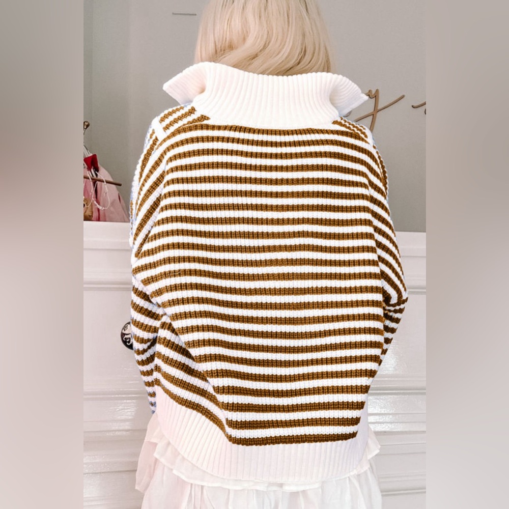 Elle quarter zip up drop shoulder sweater - Picture 2 of 4